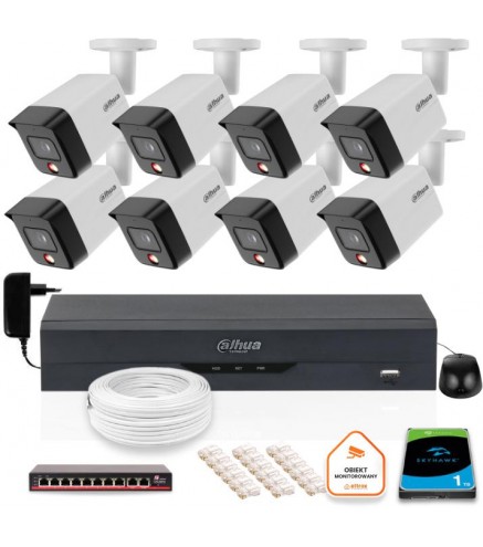 Zestaw 8 Kamery Ip Dahua 8Mpx Pc-Hfw1839Tc-A-Il-0280B-S6 + Dysk 1Tb