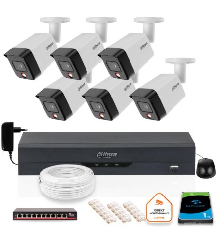 Zestaw 6 Kamery Ip Dahua 8Mpx Pc-Hfw1839Tc-A-Il-0280B-S6 + Dysk 1Tb