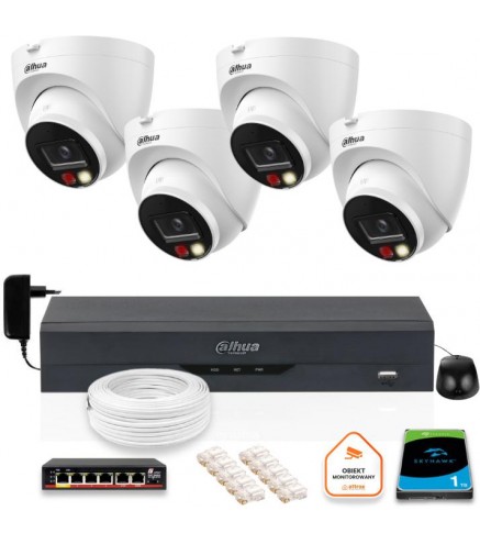 Zestaw 4 Kamer Ip Dahua 8Mpx Ipc-Hdw1839T-A-Il-0280B-S6 + Dysk 1Tb