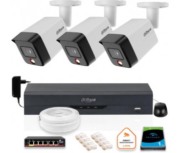 Zestaw 3 Kamery Ip Dahua 8Mpx Pc-Hfw1839Tc-A-Il-0280B-S6 + Dysk 1Tb
