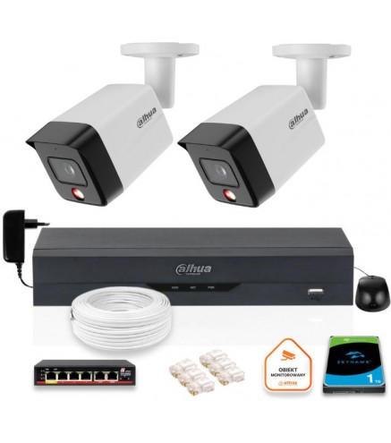 Zestaw 2 Kamery Ip Dahua 8Mpx Pc-Hfw1839Tc-A-Il-0280B-S6 + Dysk 1Tb