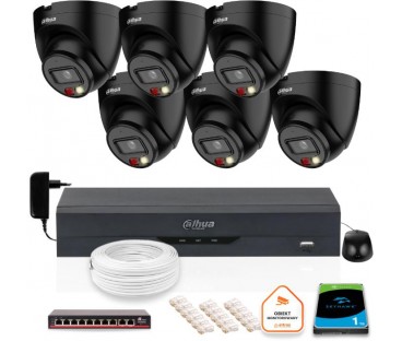 Zestaw 6 Kamer Ip Dahua 4Mpx Ipc-Hdw1439V-A-Il-Black + Dysk 1Tb