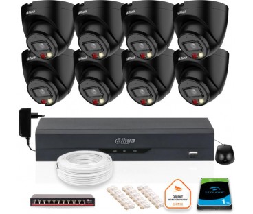 Zestaw 8 Kamer Ip Dahua 4Mpx Ipc-Hdw1439V-A-Il-Black + Dysk 1Tb
