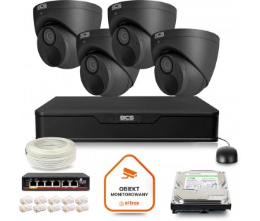 Zestaw Monitoringu Ip Bcs Point 4X Kamera Bcs-P-Eip28Fwr3-Ai2-G Rejestrator Z Dyskiem