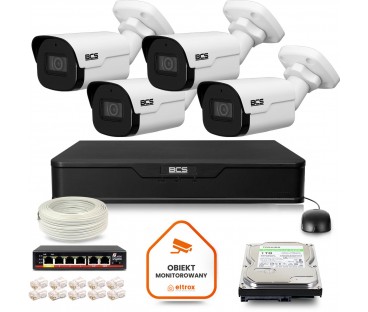 Zestaw Monitoringu Ip Bcs Point 4X Kamera Bcs-P-Tip25Fsr4-Ai2 Rejestrator Z Dyskiem 1Tb
