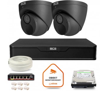 Zestaw Monitoringu Ip Bcs Point 2X Kamera Bcs-P-Eip28Fwr3-Ai2-G Rejestrator Z Dyskiem