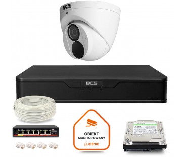 Zestaw Monitoringu Ip Bcs Point 1X Kamera Bcs-P-Eip28Fwr3-Ai2 Rejestrator Z Dyskiem