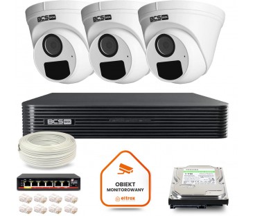 Zestaw Monitoringu Ip Bcs Basic 3X Kamera Bcs-B-Eip15Fr3(2.0) Rejestrator Z Dyskiem