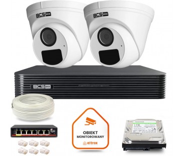 Zestaw Monitoringu Ip Bcs Basic 2X Kamera Bcs-B-Eip15Fr3(2.0) Rejestrator Z Dyskiem