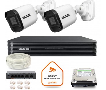 Zestaw Monitoringu Ip Bcs Basic 2X Kamera Bcs-B-Tip15Fr3(2.0) Rejestrator Z Dyskiem