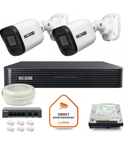 Zestaw Monitoringu Ip Bcs Basic 2X Kamera Bcs-B-Tip15Fr3(2.0) Rejestrator Z Dyskiem