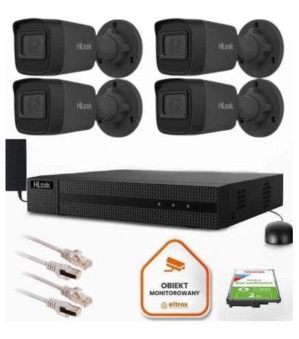 Zestaw Do Monitoringu Hilook 4 Kamery Ip Ipcam-B4-P Black 2K+