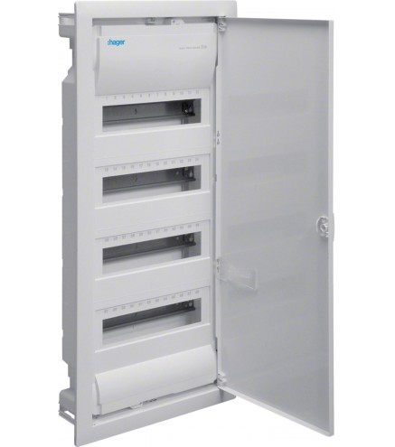 Rozdzielnica Podtynkowa Z Drzwiami Metalowymi, 4 Rzędy, 48 Modułów, Ip30, Hager Volta Vu48Ne