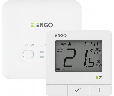 Engo Controls E7-Rfw - Programowany, Bezprzewodowy Regulator Temperatury, Biały