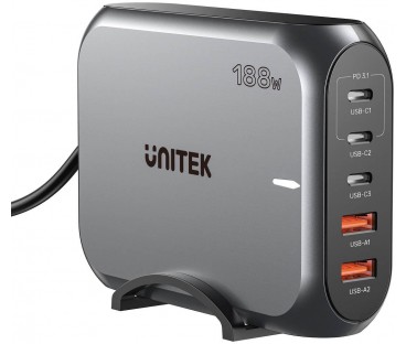 Ładowarka Sieciowa Unitek 2Xusb-A 3Xusb-C Gan 188W