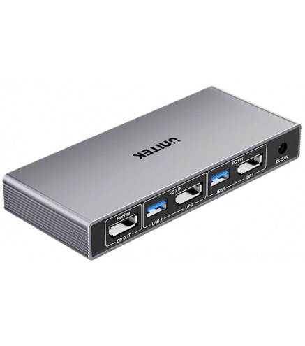 Unitek Przełącznik Kvm 8K@60Hz Usb 3.0 5Gbps Dp