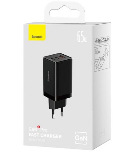Ładowarka Sieciowa Baseus Gan 5 Pro Ccgp120201 65W 1X Usb-A 2X Usb-C Pd 3.0 Qc 4.0 + Kabel Usb-C