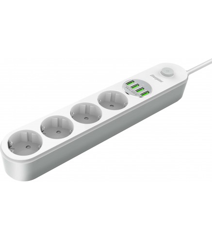 Listwa Zasilająca Z Wyłącznikiem Energizer 4X Schuko 4X Usb-A 2500W 10A Kabel 2M