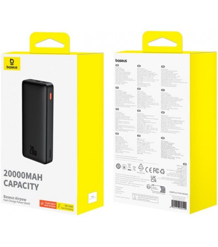 Powerbank Baseus Airpow P10022804113-00 20000Mah 20W Pd Qc 20W Usb-A Usb-C + Kabel