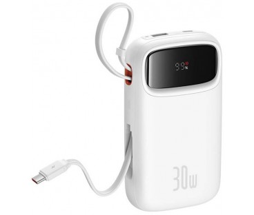 Powerbank Baseus Qpow 2 10000Mah 30W Z 2 Wbudowanymi Kablami Usb-C - Biały