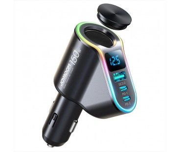 Joyroom Szybka Ładowarka Samochodowa 4W1 Usb-A Qc3.0 / 2Xusb-C Pd 150W Czarna