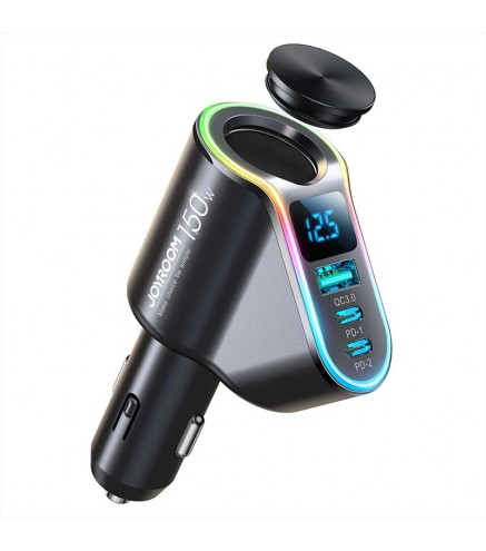Joyroom Szybka Ładowarka Samochodowa 4W1 Usb-A Qc3.0 / 2Xusb-C Pd 150W Czarna