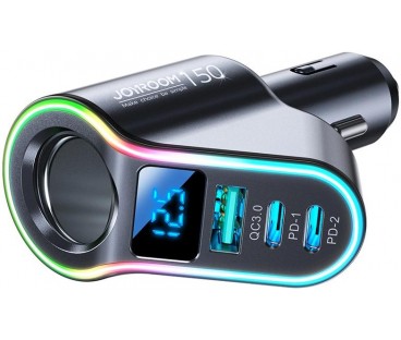 Joyroom Szybka Ładowarka Samochodowa 4W1 Usb-A Qc3.0 / 2Xusb-C Pd 150W Czarna