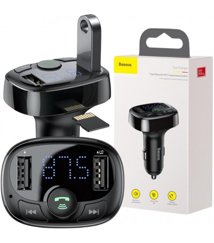 Transmiter Fm Ładowarka Samochodowa Baseus Enjoy S-09A 3.4A 2X Usb-A Microsd Bt 4.2