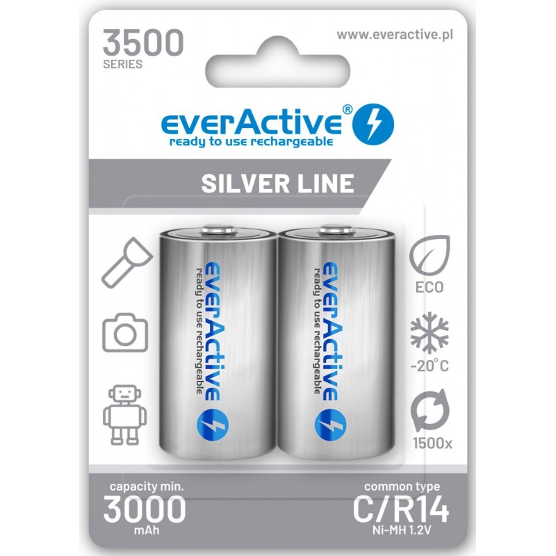Akumulatorki C / R14 Ni-Mh Everactive 3500 Mah Silver Line (Box 2 Szt.)
