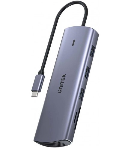 Unitek Hub 9W1 Usb C Gigabit Ethernet Hdmi Vga 3X Usb A Czytnik Kart Pd 100W D1113A