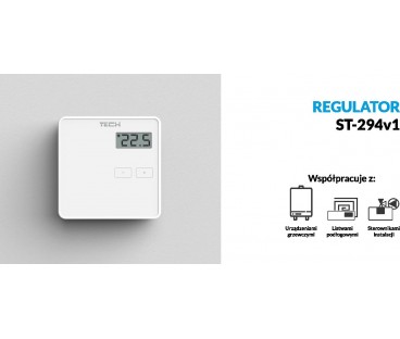 Przewodowy  Dwustanowy Regulator Pokojowy Czarny St-294V1 Tech Sterowniki