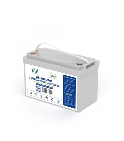 Akumulator Volt Polska Lifepo4 12,8V 100 Ah (150A) + Bms + Bluetooth + Mata Grzewcza