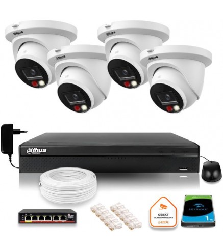 Zestaw Monitoringu Ip Dahua 8Mpx 4K 4 Kamery Ipc-Hdw2849Tm-S-Il Z Dyskiem