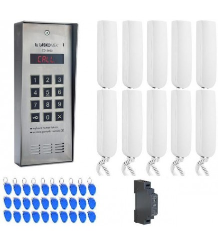 Laskomex System Domofonu 10 Lokatorów, 1 Wejście