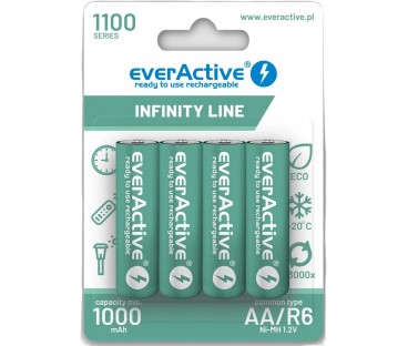 Akumulatorki Aa / R06 Ni-Mh Everactive 1100Mah Infinity Line 3000 Cykli (Blister 4 Szt.)