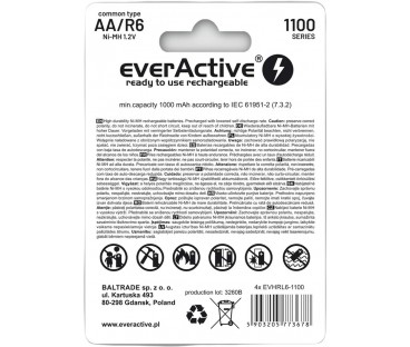 Akumulatorki Aa / R06 Ni-Mh Everactive 1100Mah Infinity Line 3000 Cykli (Blister 4 Szt.)