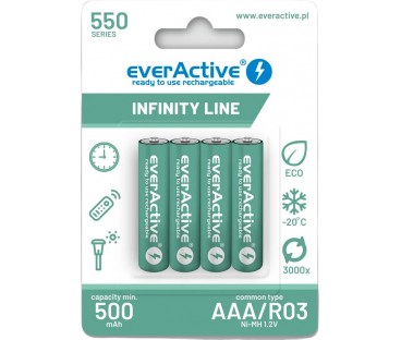 Akumulatorki Aaa / R03 Ni-Mh Everactive 550Mah Infinity Line 3000 Cykli (Blister 4 Szt.)
